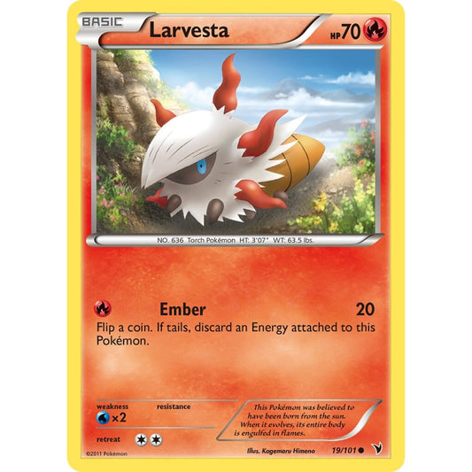 Larvesta Common 19/101 Pokemon Card Game Noble Victories