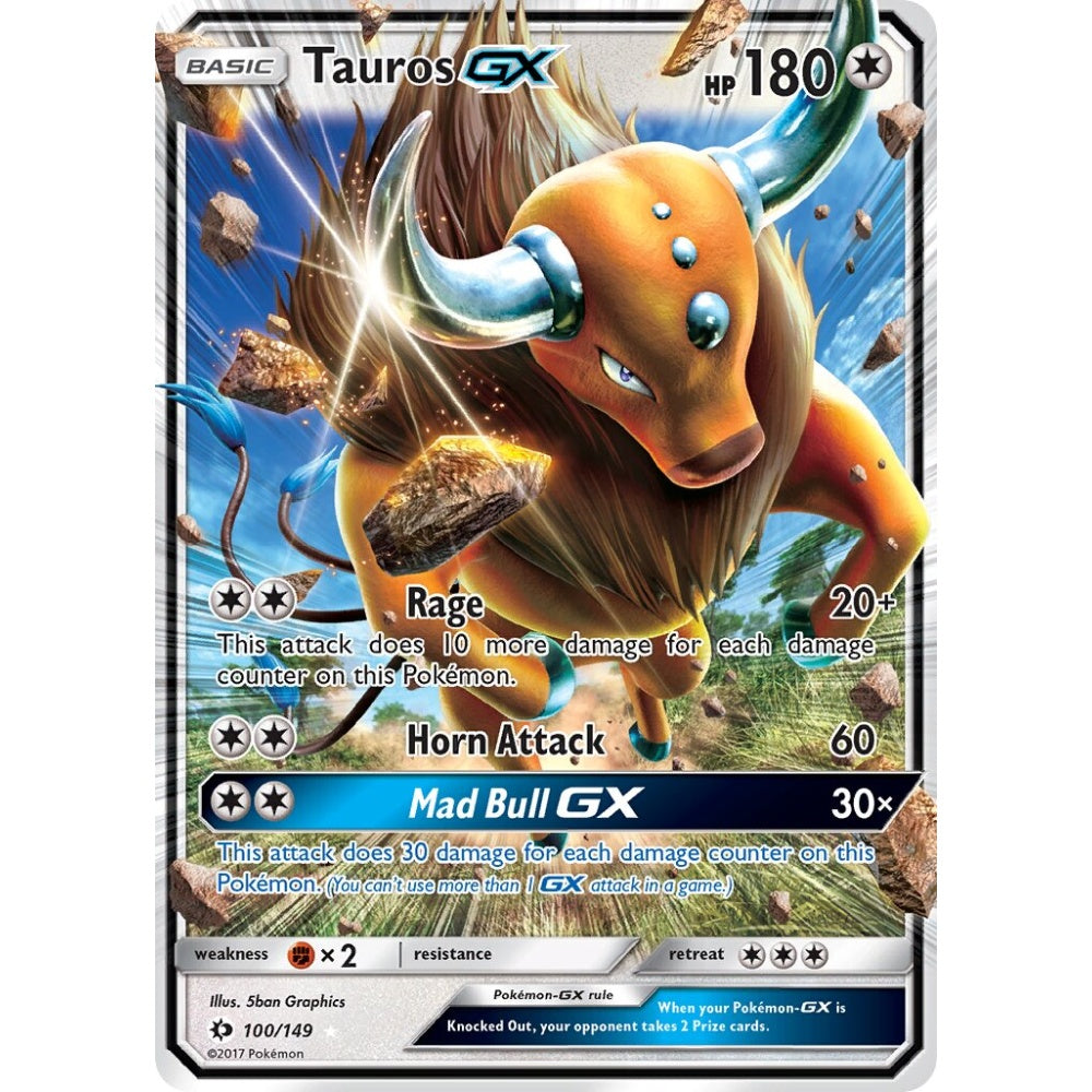 Tauros-GX Rare Holo GX 100/149 Pokemon Card Game Sun & Moon