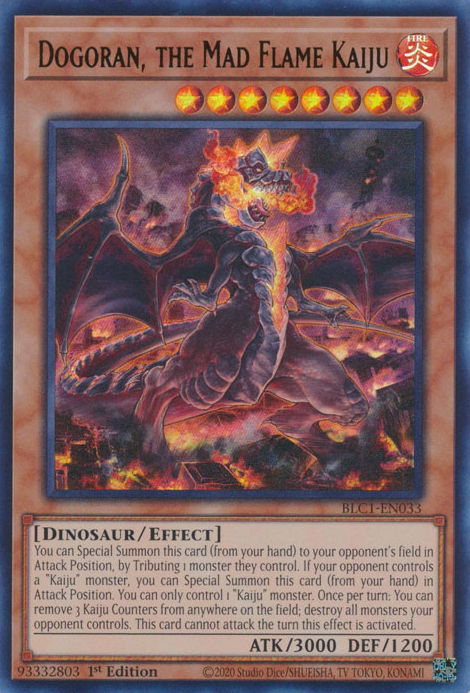 Dogoran, the Mad Flame Kaiju BLC1-EN033 Ultra Ultra Rare Yu-Gi-Oh Battles of Legend: Chapter 1 in Art