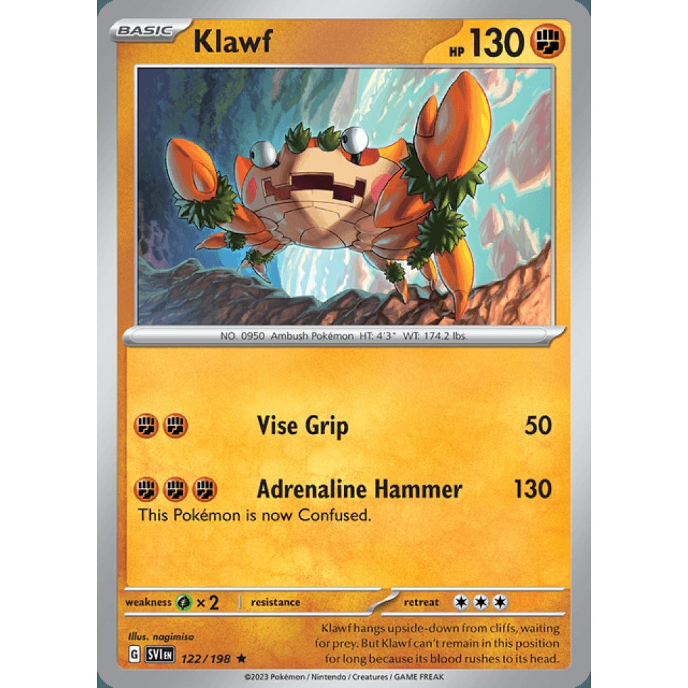Klawf Rare 122/198 Pokemon Card Game Scarlet & Violet