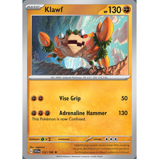 Klawf Rare 122/198 Pokemon Card Game Scarlet & Violet