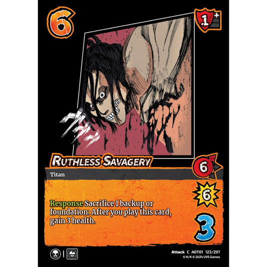 Ruthless Savagery, 123/297, C, UniVersus, Attack on Titan: Battle for Humanity