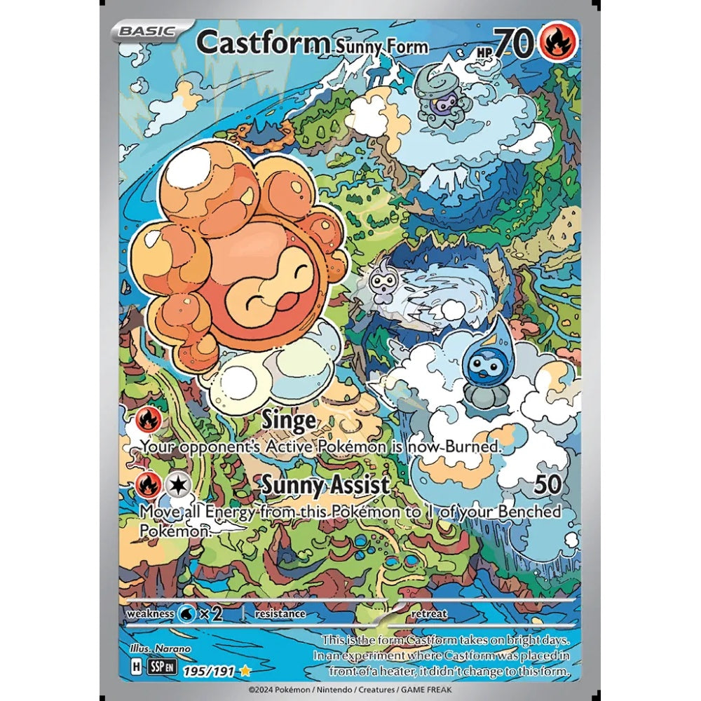 Castform Sunny Form Illustration Rare 195/191 Pokemon Card Game Surging Sparks