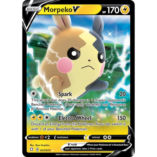 Morpeko V Holo Rare V 037/072 Pokemon Card Game Shining Fates