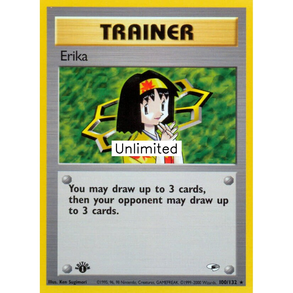 Erika Rare 100/132 Pokemon Card Game Gym Heroes