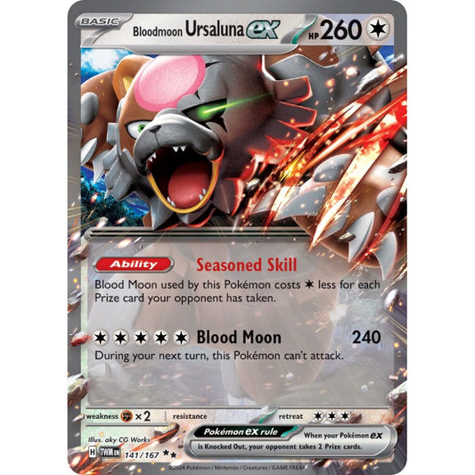 Bloodmoon Ursaluna ex Double Rare 141/167 Pokemon Card Game Twilight Masquerade