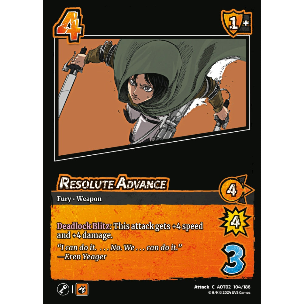 Resolute Advance, 104/186, AOT02, Universus, Attack on Titan: Origins of Power, Attack, C
