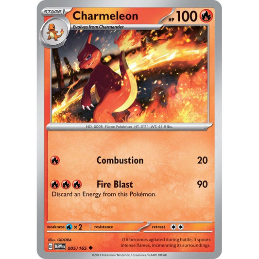 Charmeleon Uncommon 005/165 Pokemon Card Game Pokémon 151
