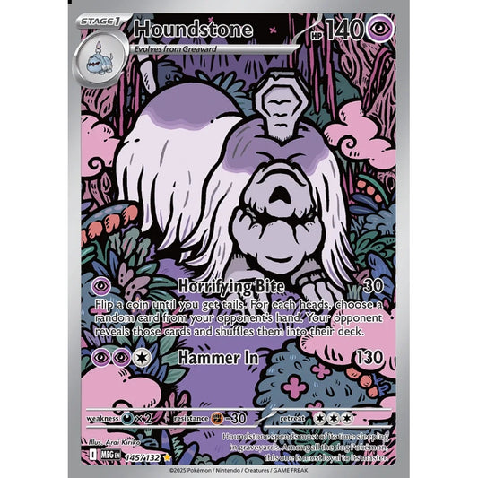 Houndstone Illustration Rare 145/132 Pokemon Card Game Mega Evolution Spanish