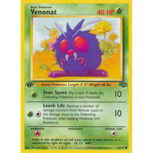 Venonat Common 63/64 Pokemon Card Game Jungle