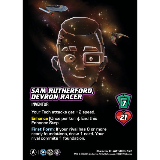 Sam Rutherford, Devron Racer, 2/22, STK04, Universus, Star Trek Lower Decks Challenger Decks, Character, CH-ALT