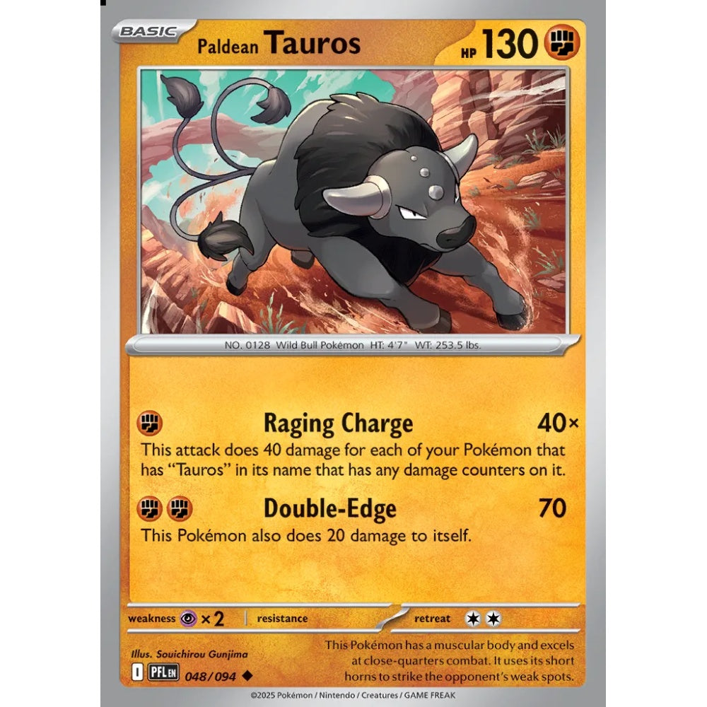 Paldean Tauros Uncommon 048/094 Pokemon Card Game Phantasmal Flames