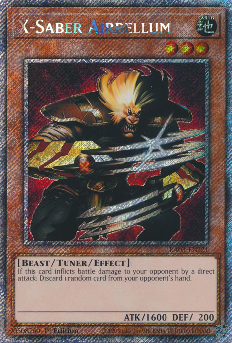 X-Saber Airbellum RA03-EN221 Platinum Platinum Secret Rare Yu-Gi-Oh Quarter Century Bonanza in Art