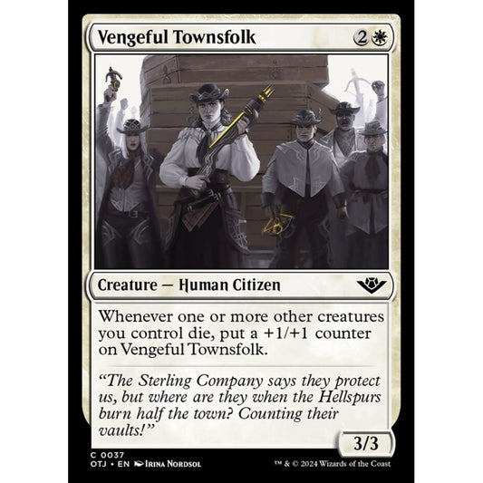 Vengeful Townsfolk, 37, common, Magic: The Gathering, Outlaws of Thunder Junction