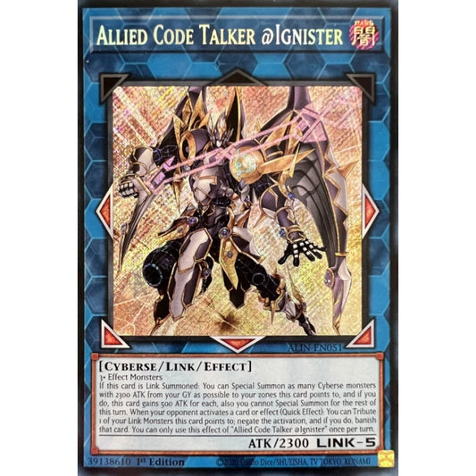 Allied Code Talker @Ignister ALIN-EN051 QCR Quarter Century Secret Rare Yu-Gi-Oh Alliance Insight in Art