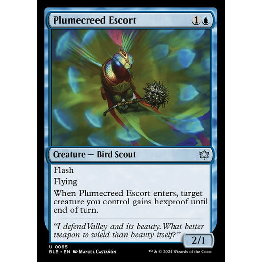 Plumecreed Escort, 65, uncommon, Magic: The Gathering, Bloomburrow