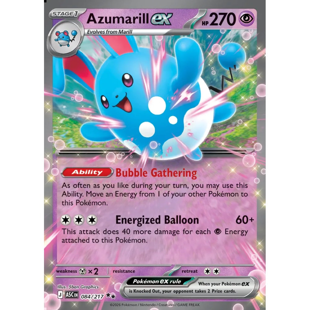 Azumarill ex Double Rare 084/217 Pokemon Card Game Ascended Heroes