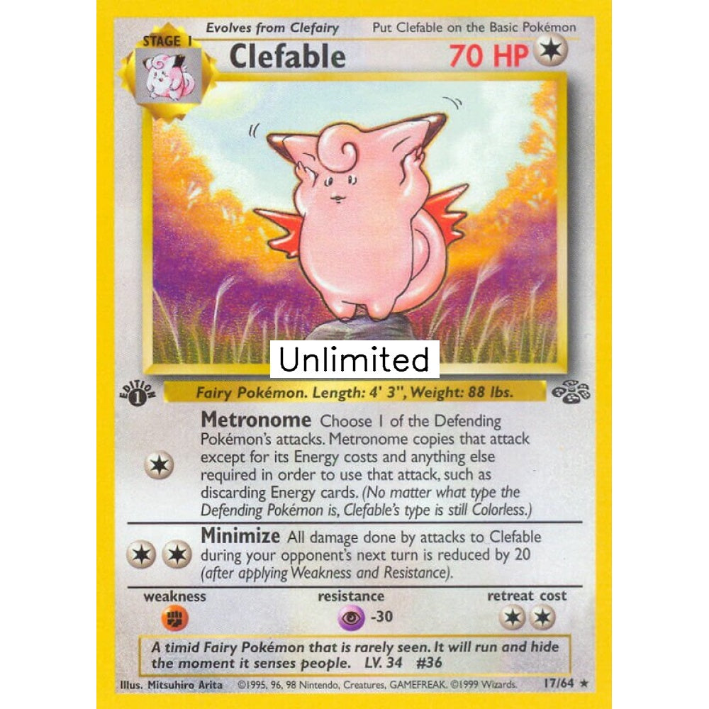 Clefable Rare 17/64 Pokemon Card Game Jungle