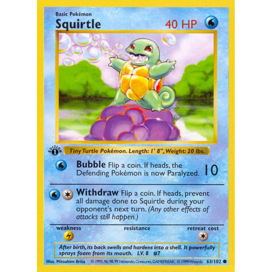 Squirtle Common 63/102 Pokemon Card Game Base Set