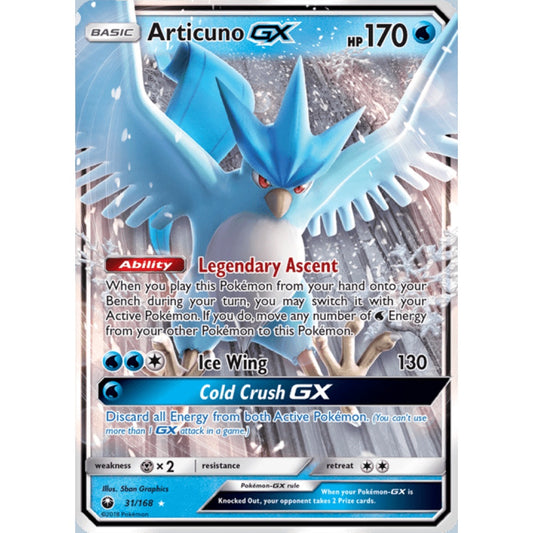 Articuno-GX Double Rare 31/168 Pokemon Card Game Celestial Storm