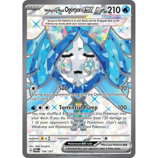 Wellspring Mask Ogerpon ex Ultra Rare 194/167 Pokemon Card Game Twilight Masquerade
