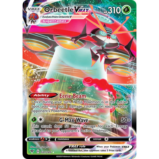 Orbeetle VMAX Holo Rare VMAX 021/185 Pokemon Card Game Vivid Voltage