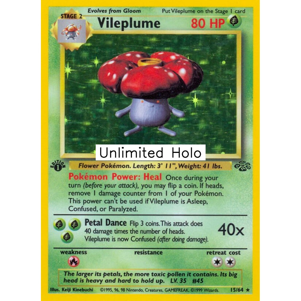 Vileplume Holo Rare 15/64 Pokemon Card Game Jungle