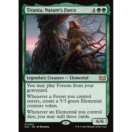 Titania, Nature's Force, 202, mythic, Magic: The Gathering, Duskmourn: House of Horror