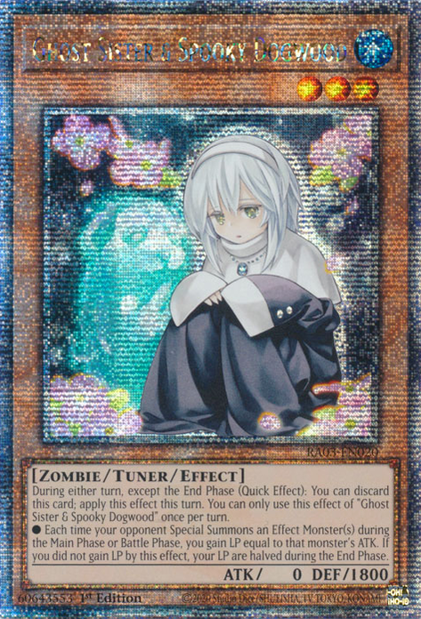 Ghost Sister & Spooky Dogwood MP22-EN259 Super Super Rare Yu-Gi-Oh 2022 Tin of the Pharaoh%27s Gods in Art