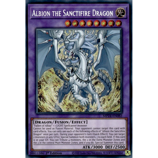 Albion the Sanctifire Dragon MP24-EN082 Prismatic Prismatic Secret Rare Yu-Gi-Oh 25th Anniversary Tin: Dueling Mirrors in Art