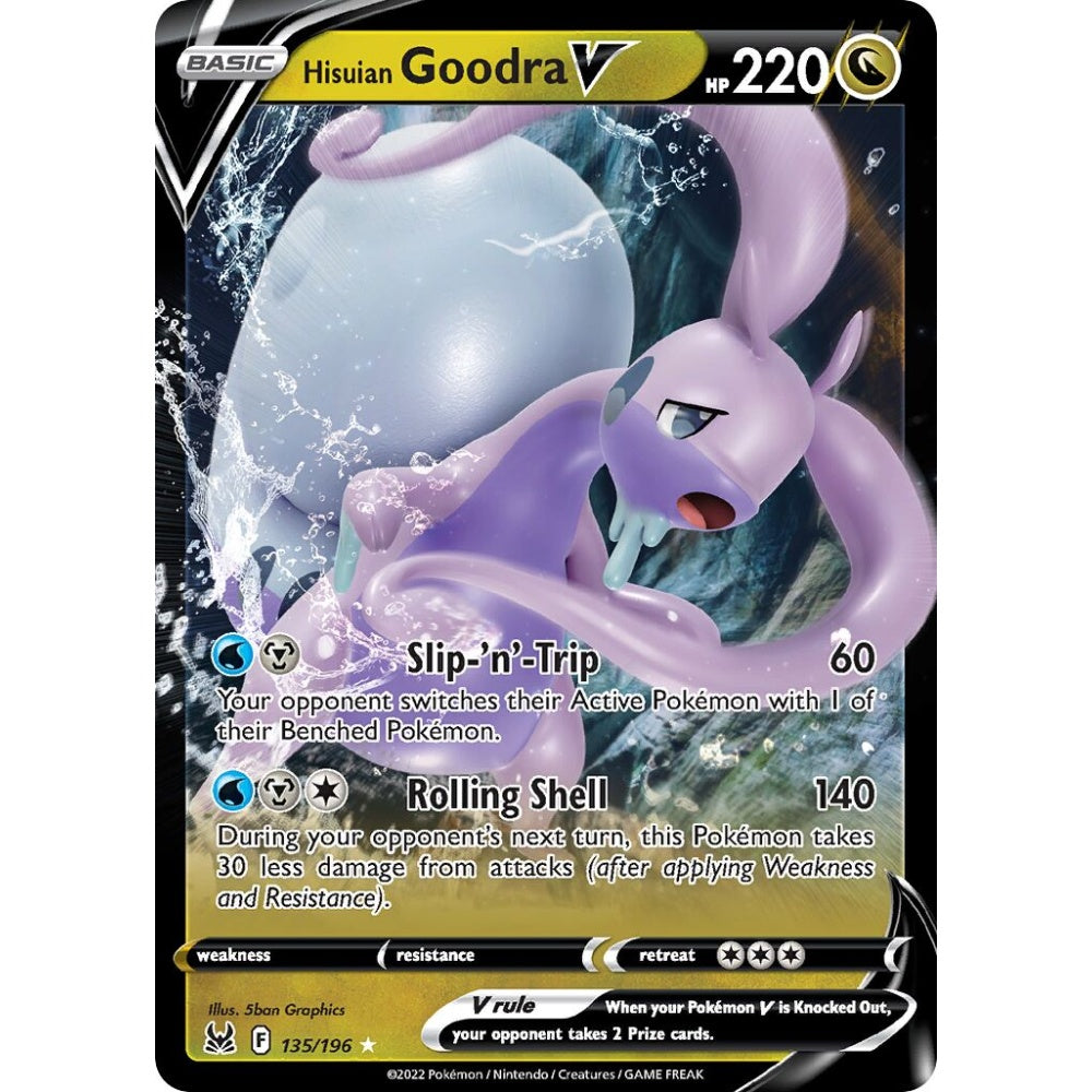 Hisuian Goodra V Holo Rare V 135/196 Pokemon Card Game Lost Origin