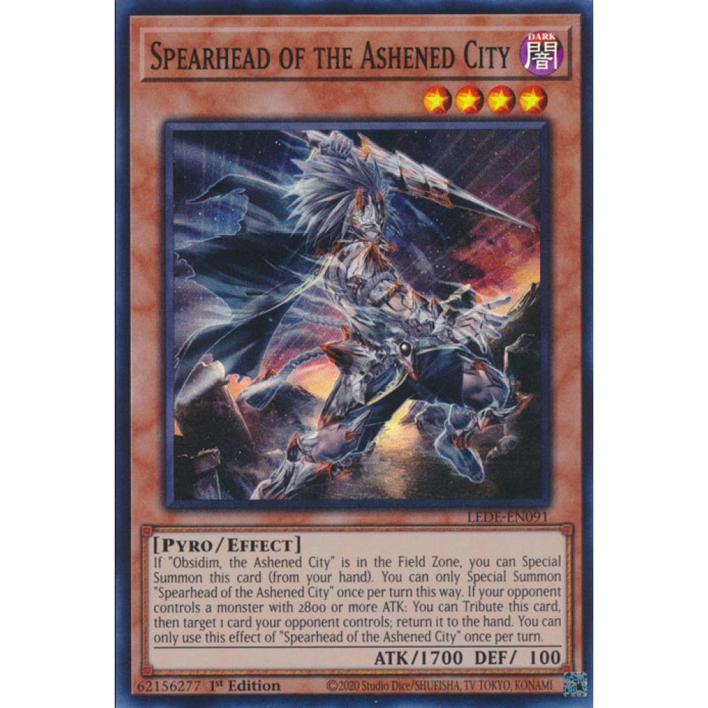 Spearhead of the Ashened City, LEDE-EN091, Super Rare, Yu-Gi-Oh!, Legacy of Destruction