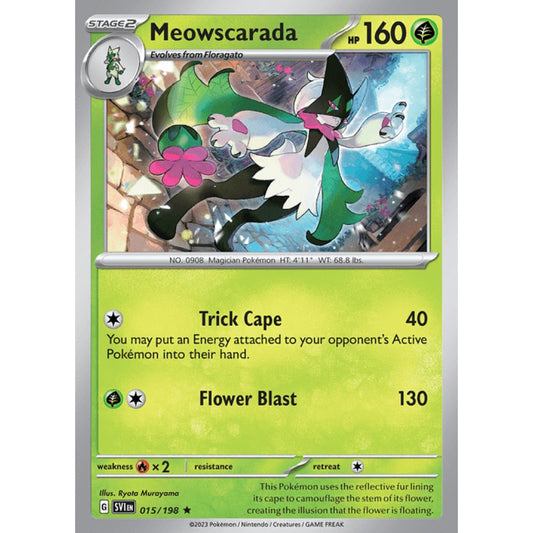 Meowscarada Rare 015/198 Pokemon Card Game Scarlet & Violet
