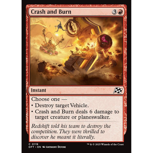 Crash and Burn, 119, common, Magic: The Gathering, Aetherdrift