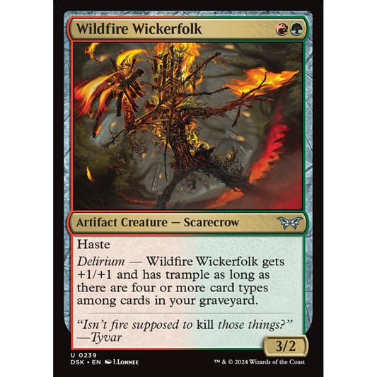 Wildfire Wickerfolk, 239, uncommon, Magic: The Gathering, Duskmourn: House of Horror