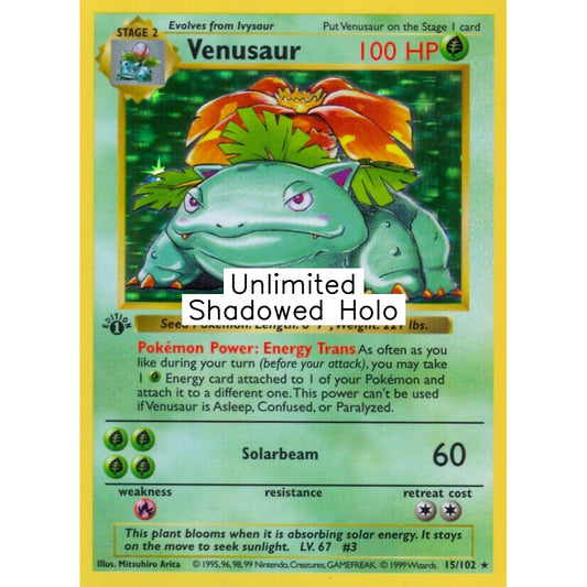 Venusaur Rare Holo 15/102 Pokemon Card Game Base Set