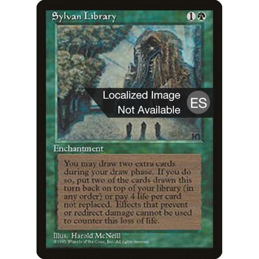 Sylvan Library rare 273 Magic the Gathering Fourth Edition Foreign Black Border Spanish