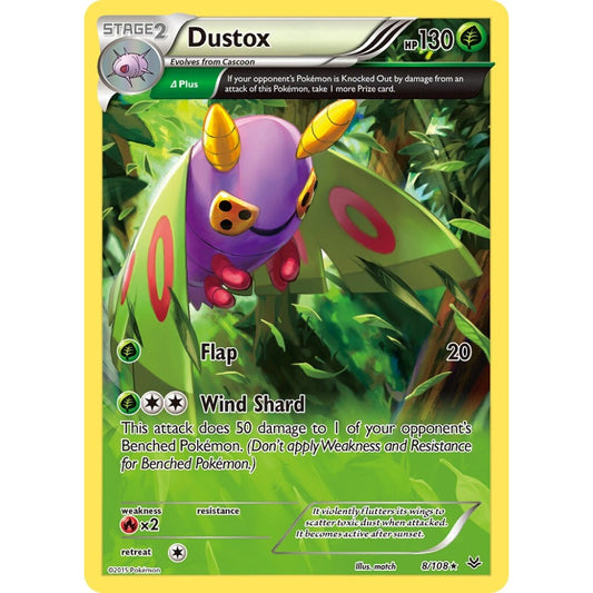 Dustox Rare 8/108 Pokemon Card Game Roaring Skies