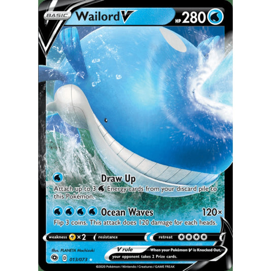 Wailord V Double Rare 013/073 Pokemon Card Game Champion's Path