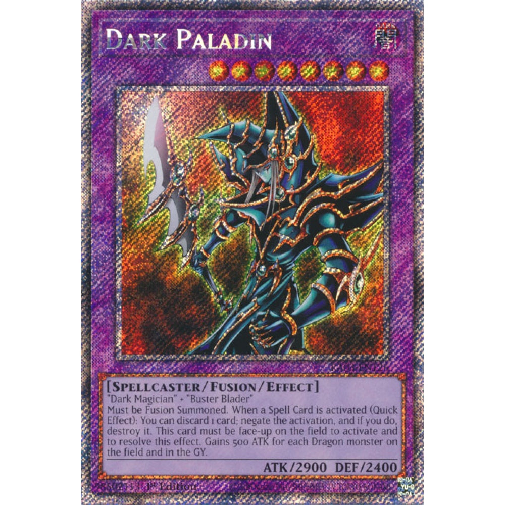 Dark Paladin RA03-EN126 Platinum Platinum Secret Rare Yu-Gi-Oh Quarter Century Bonanza in Art