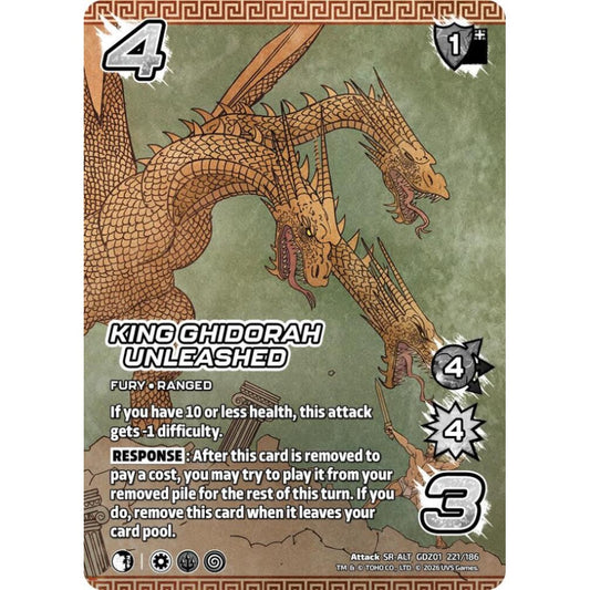 King Ghidorah Unleashed  GDZ01 221/186 GDZ01 Universus Godzilla: Reign of Kaiju Attack SR-ALT