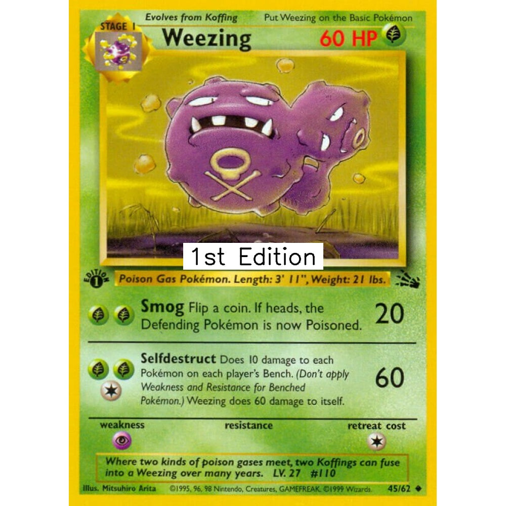 Weezing Uncommon 45/62 Pokemon Card Game Fossil