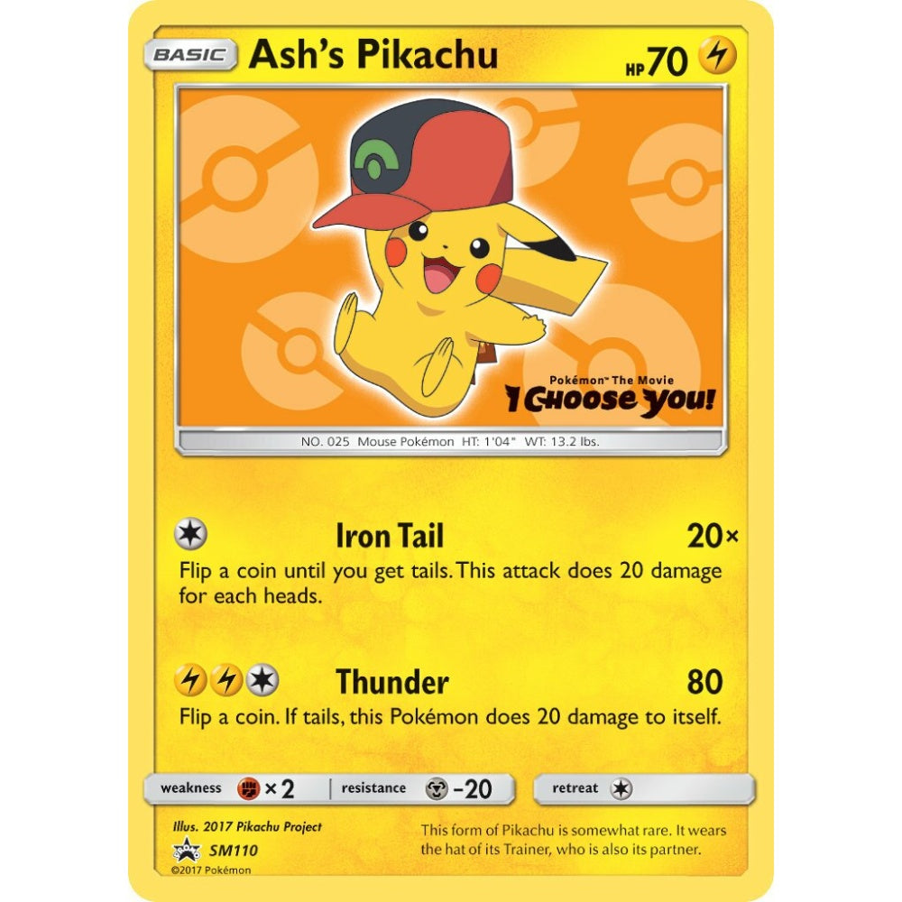 Ash's Pikachu Promo SM110 Pokemon Card Game Sun & Moon Promos