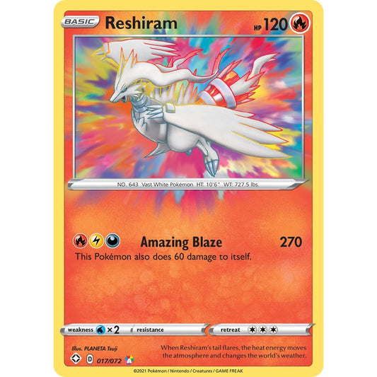 Reshiram Amazing Rare 017/072 Pokemon Card Game Shining Fates