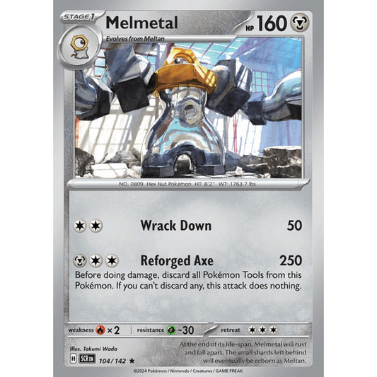 Melmetal Rare 104/142 Pokemon Card Game Stellar Crown
