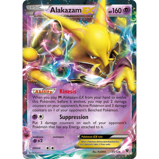 Alakazam-EX Rare Holo EX 25/124 Pokemon Card Game Fates Collide