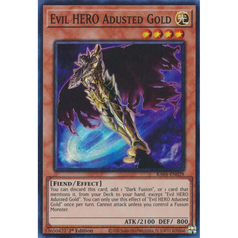 Evil HERO Adusted Gold RA04-EN029 Secret Secret Rare Yu-Gi-Oh Quarter Century Stampede in Art