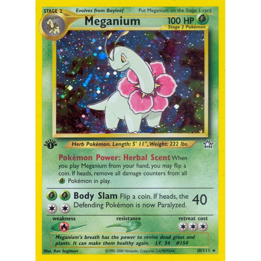 Meganium Rare Holo 10/111 Pokemon Card Game Neo Genesis