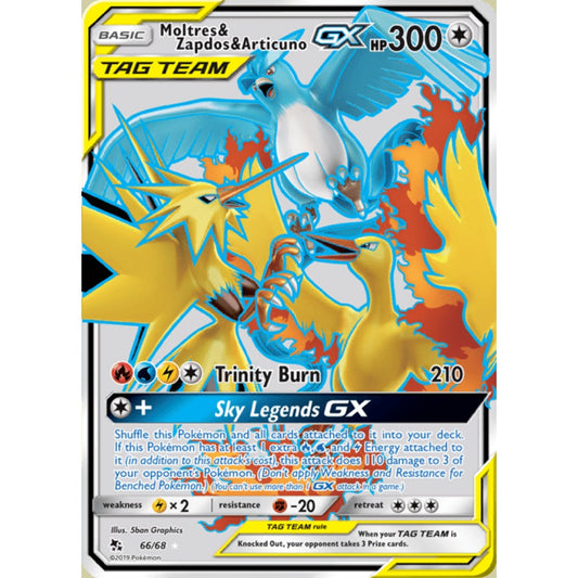 Moltres & Zapdos & Articuno-GX Full Art 66/68 Pokemon Card Game Hidden Fates