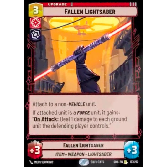Fallen Lightsaber, 137, R, Star Wars Unlimited, Sparks Of Rebellion